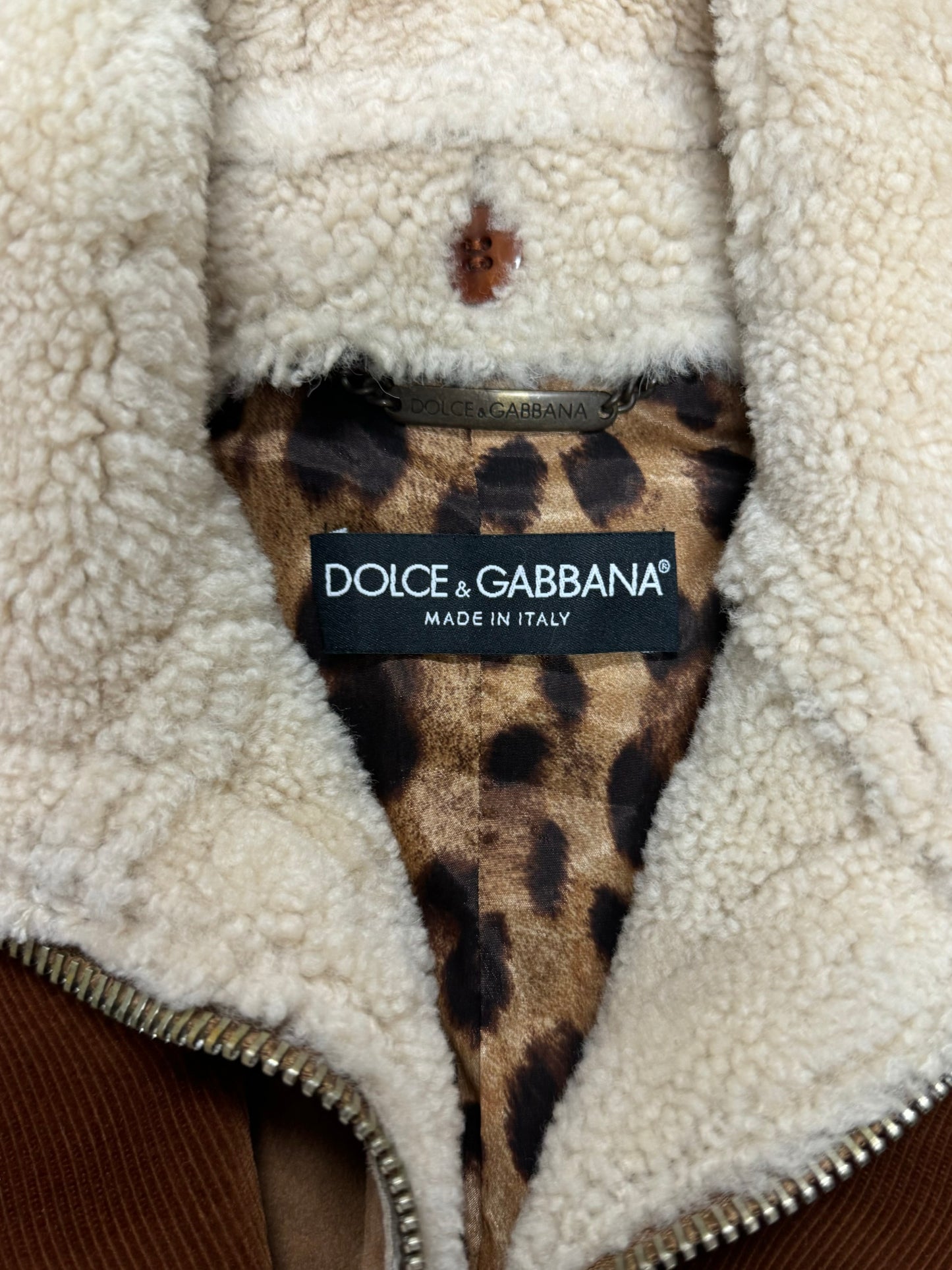 2000s Dolce & Gabbana Mainline Corduroy Shearling Lined Blazer