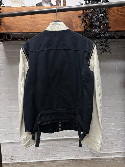 2000s Gucci Detachable Leather Sleeve Black/White Moto Jacket