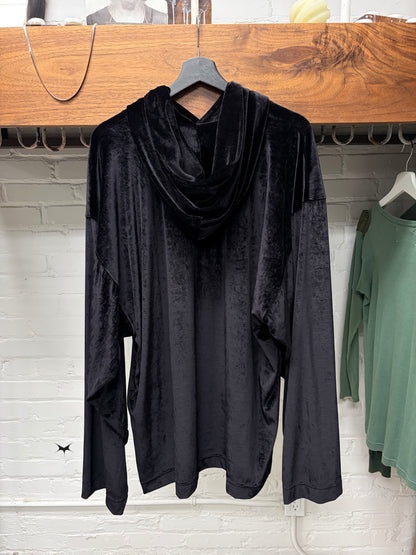 AW2022 Balenciaga Black Velour Pullover Hoodie