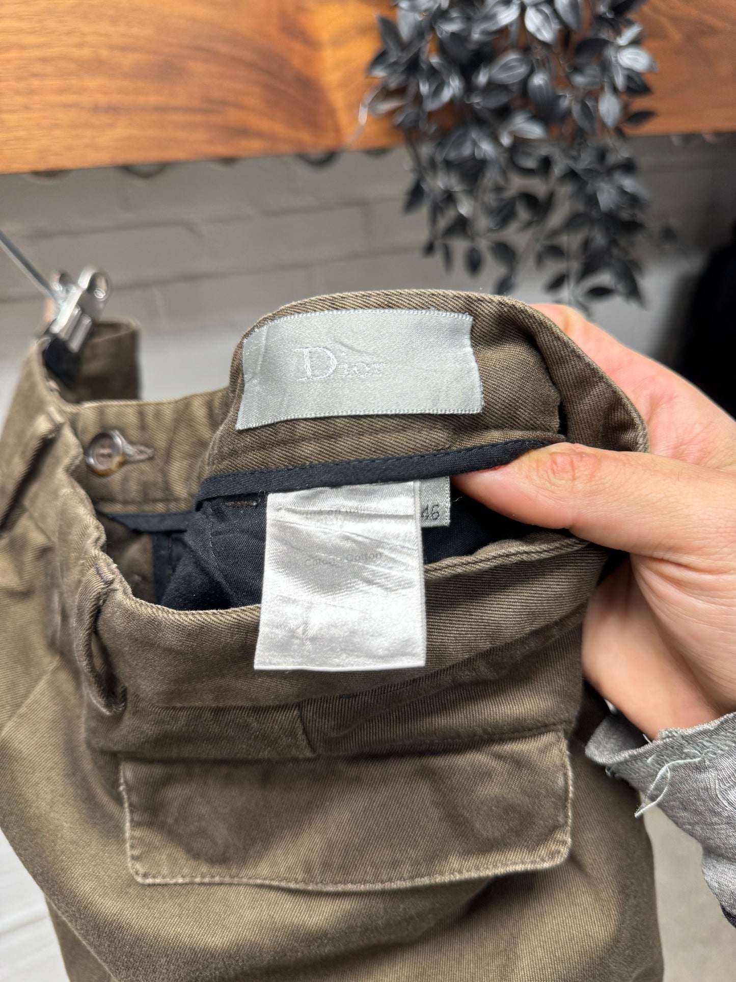 Dior Homme Brown Military Inspired Button Snap Skinny Denim