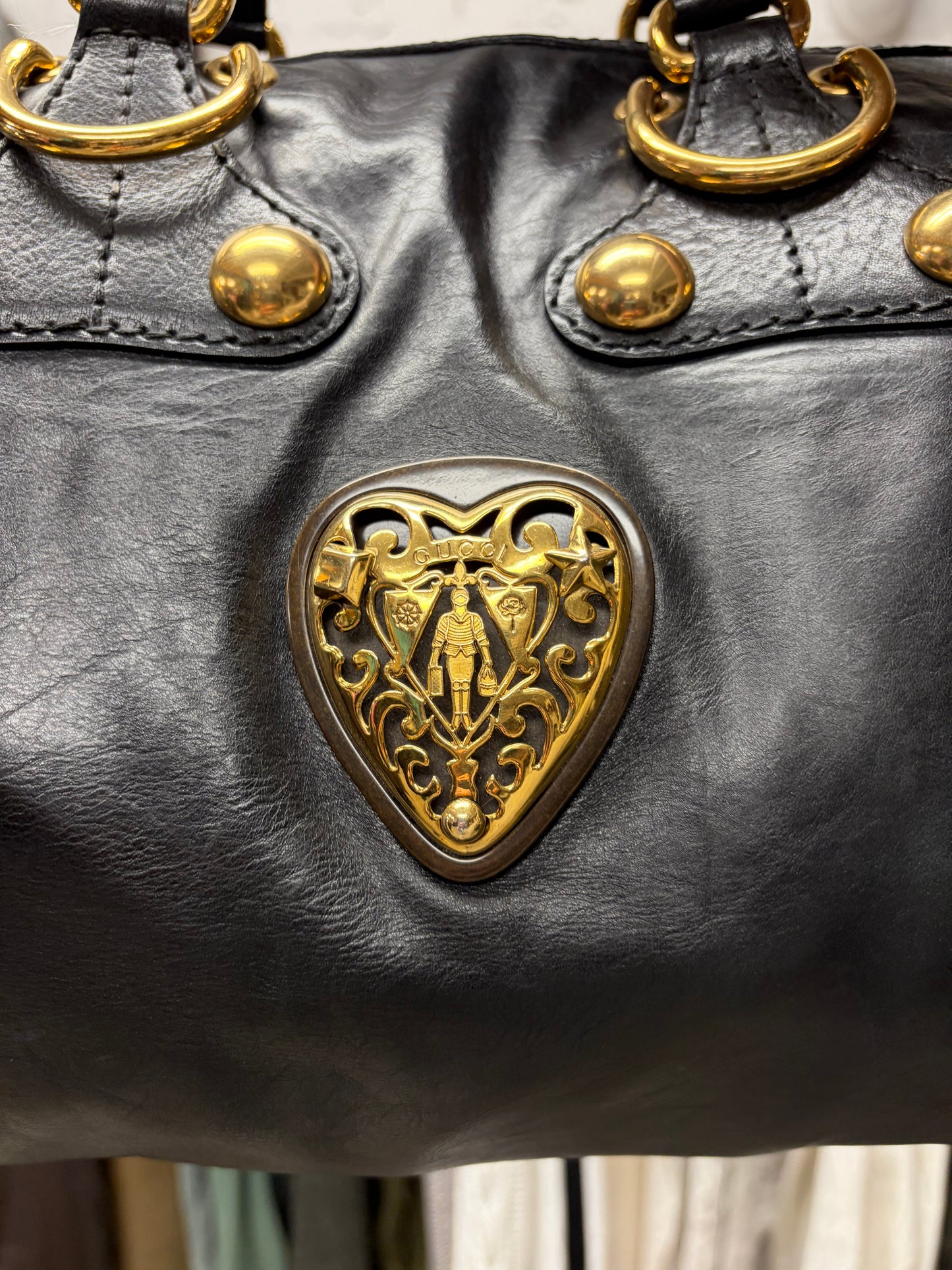 Gucci by Frida Giannini ‘Babouska’ Leather Bag with Gold ‘GG Heart’ Hardware & Studding