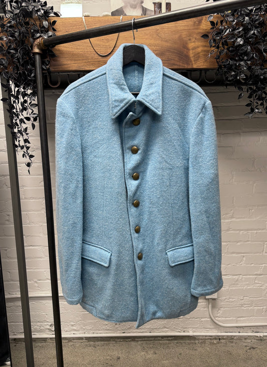 Vintage 90s Yohji Yamamoto Pour Homme Mainline ‘Baby Blue’ Wool Coat