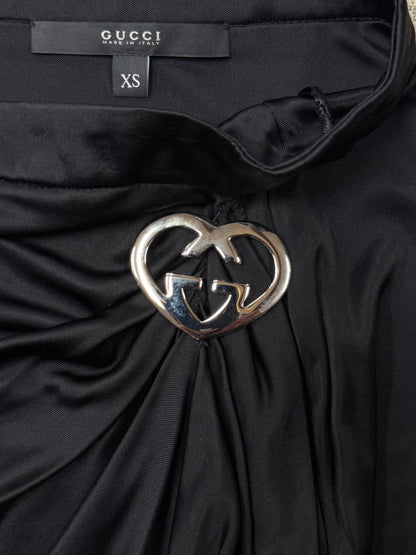 Gucci ‘Britt’ Heart Flowy Draped Black Skirt