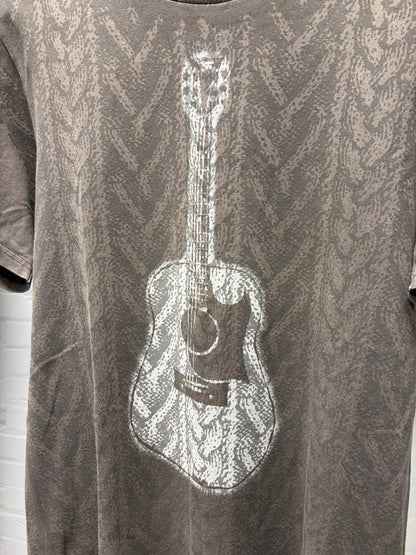 AW2007 Number (N)ine ‘Love God Murder’ Brown Guitar Graphic Short Sleeve Shirt