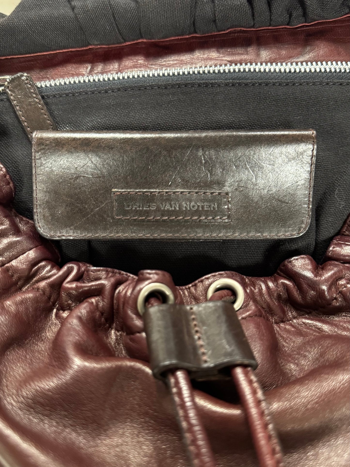 Dries Van Noten Oxblood Red Leather Crossbody Bag