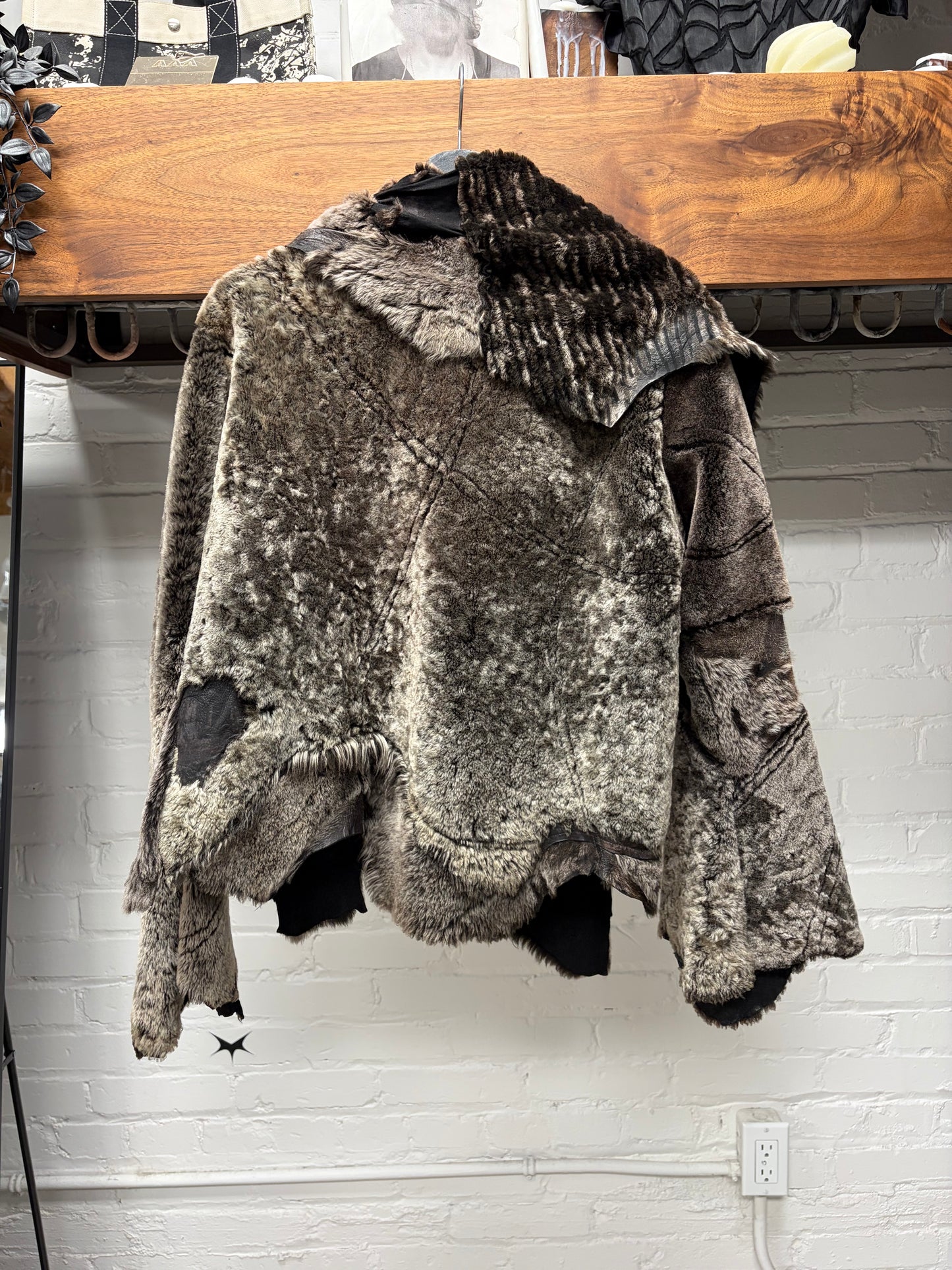 Vintage Gucci Mink Fur/Raw Leather ‘Horn Button’ Jacket With Unfinished Hems