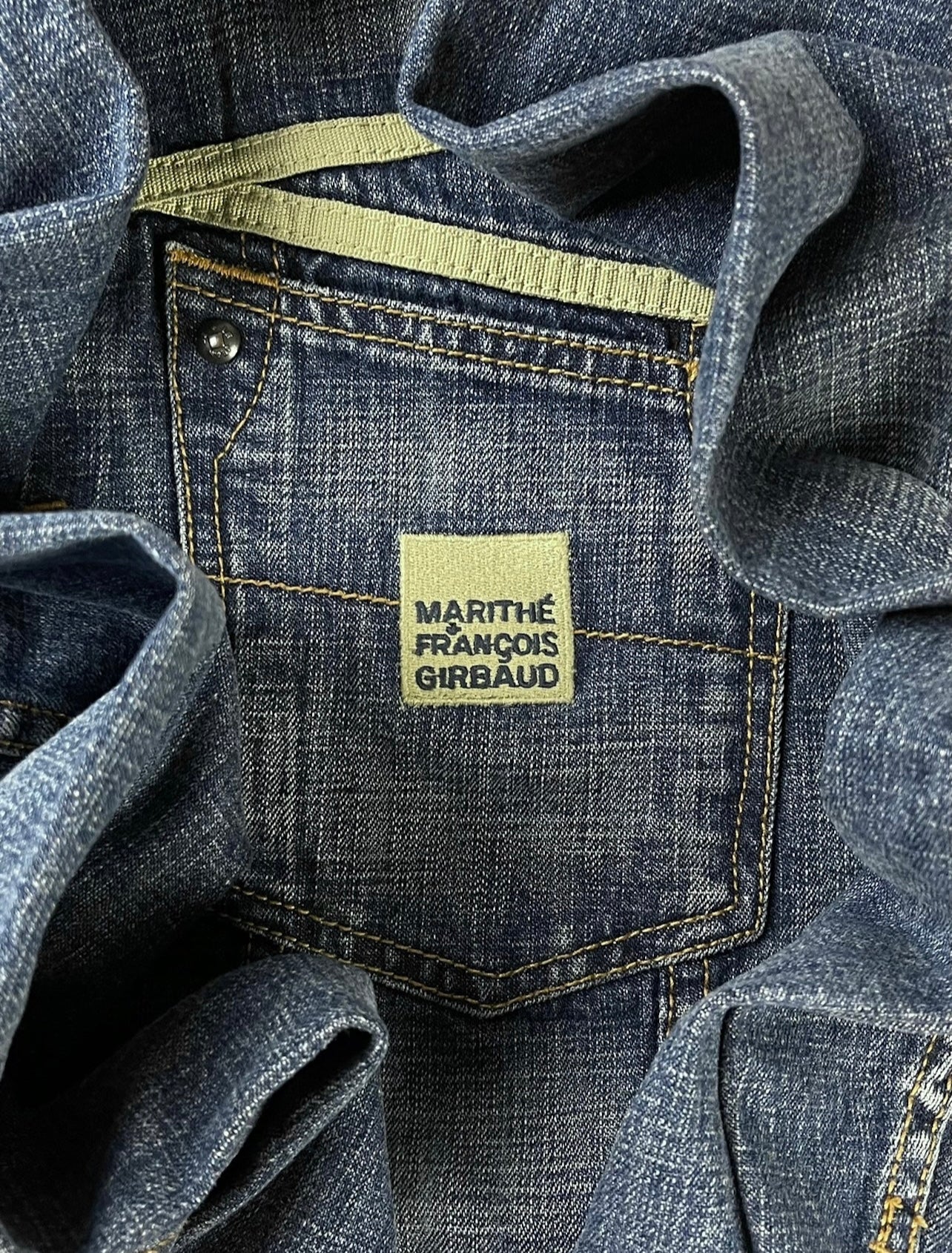 Marithe Francois Girbaud Darted Blue Denim Trucker Jacket