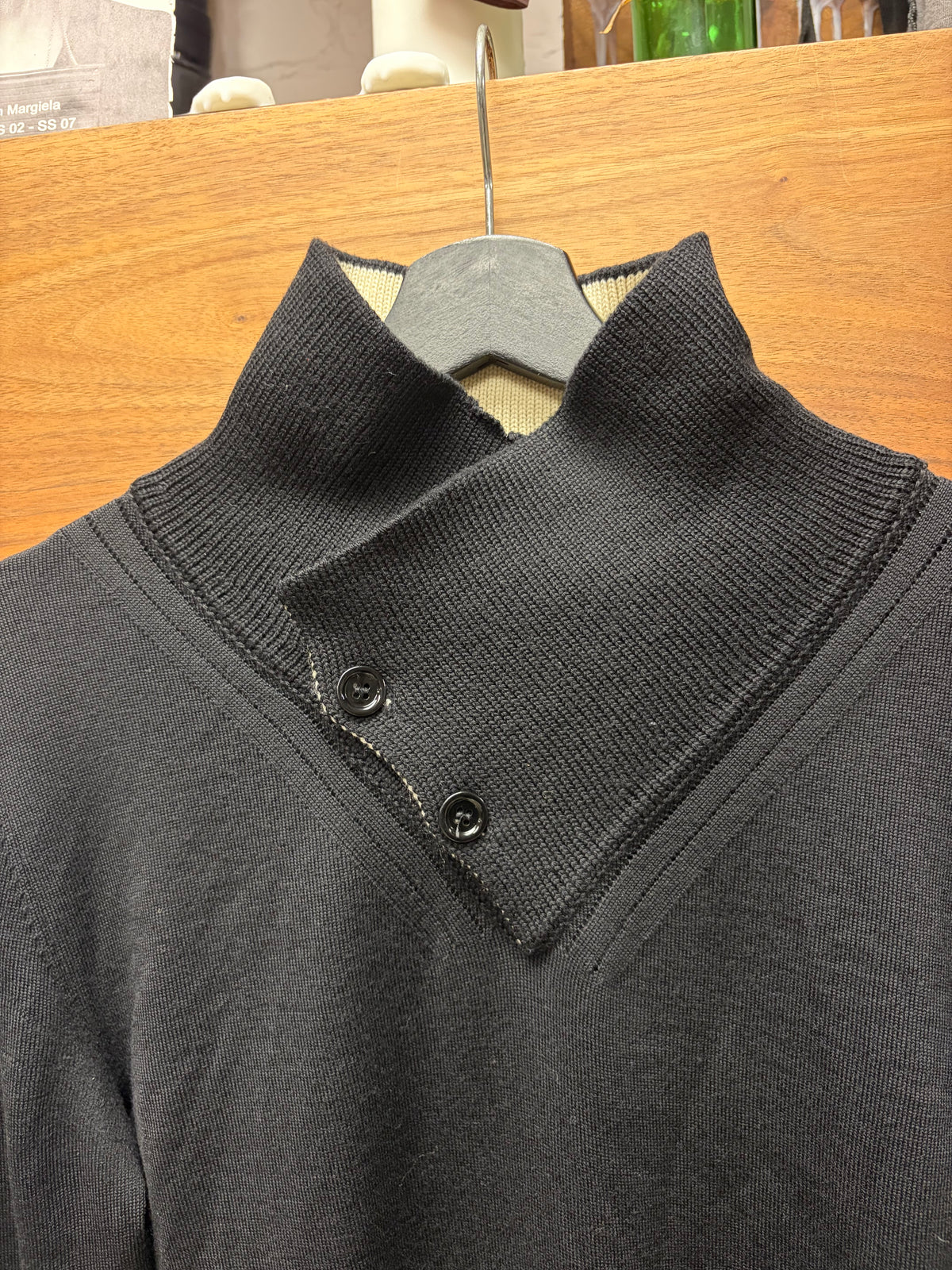 AW2009 Dior Homme ‘Angles’ Black Asymmetrical Collar Ribbed Knit