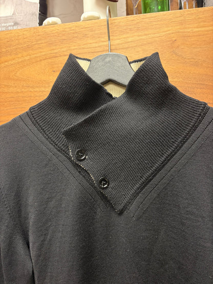 AW2009 Dior Homme ‘Angles’ Black Asymmetrical Collar Ribbed Knit