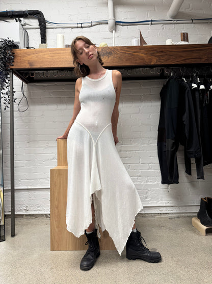 Vintage Jean Paul Gaultier Ribbed White Tank Top Dress