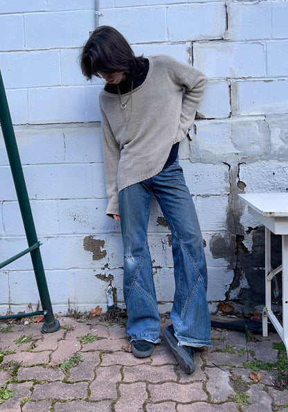 Spring Summer 1991 Comme Des Garcons Homme Plus Asymmetric Loose Knit Sweater