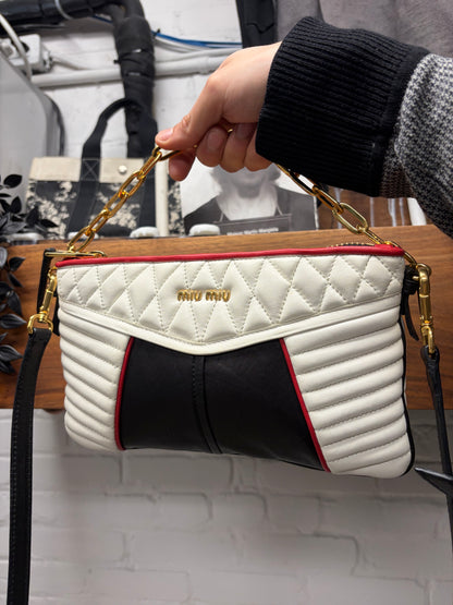 Miu Miu ‘Nappa Biker’ Leather Shoulder Bag with Crossbody Strap