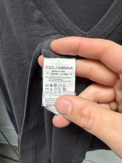 SS2008 Dolce & Gabbana ‘Tape Seam’ Brown V-Neck T-Shirt