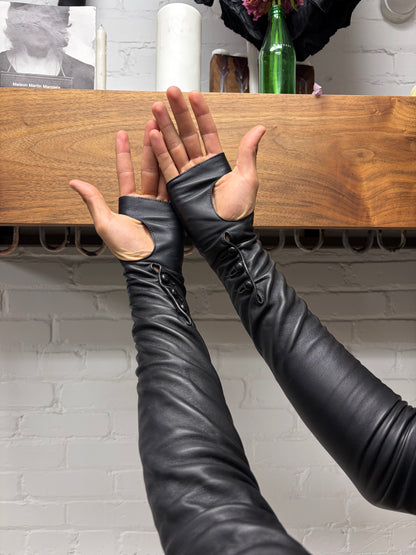 Maison Margiela Lambskin Leather Arm-Sleeves with Thumbhole Cutouts