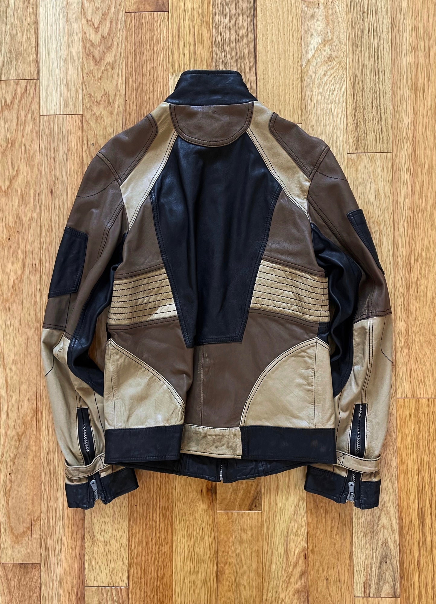 SS2004 Dolce & Gabbana Panelled Leather Moto Jacket