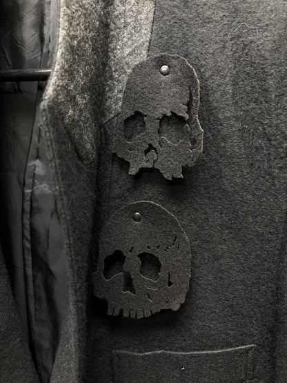 AW2005 Undercover ‘Arts n Crafts’ Laser Cut Skull Embellished Black Felted Wool Blazer