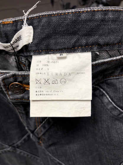 SS2002 Junya Watanabe ‘Diamante’ Argyle Pattern Distressed Black Flared Denim