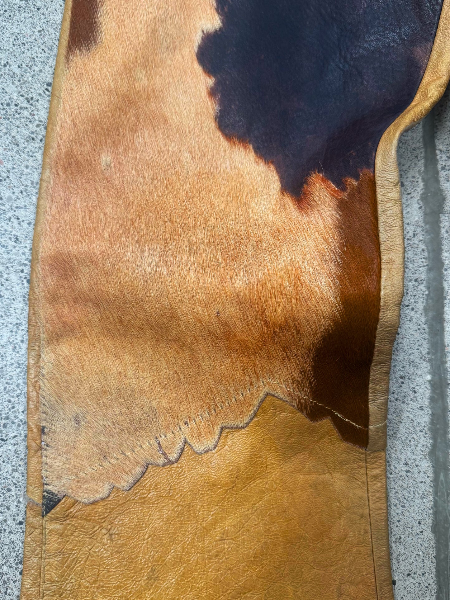 2000s Roberto Cavalli Cowhide Patchwork Flared Leather Pants