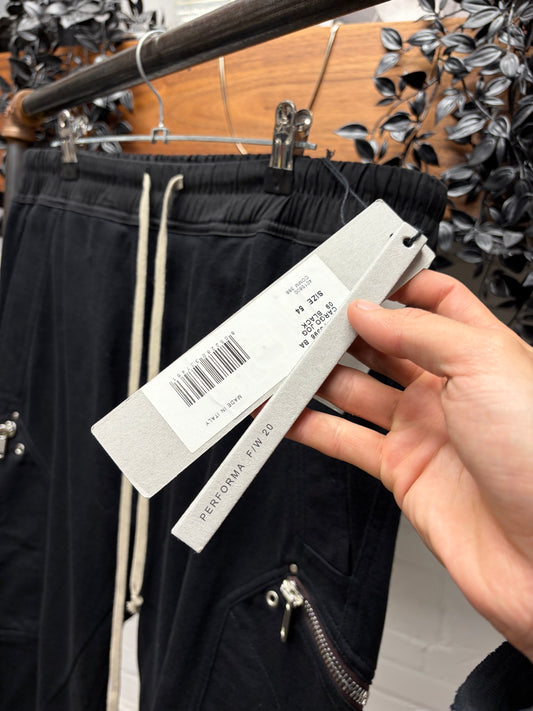 AW2020 Rick Owens ‘Performa’ Black Cotton Cargo Joggers