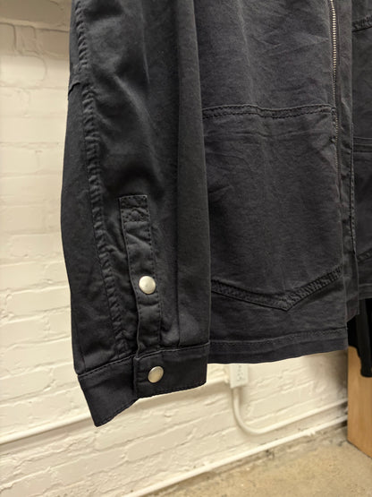 2000s Raf by Raf Simons Black Collared Zip-Up Work Jacket