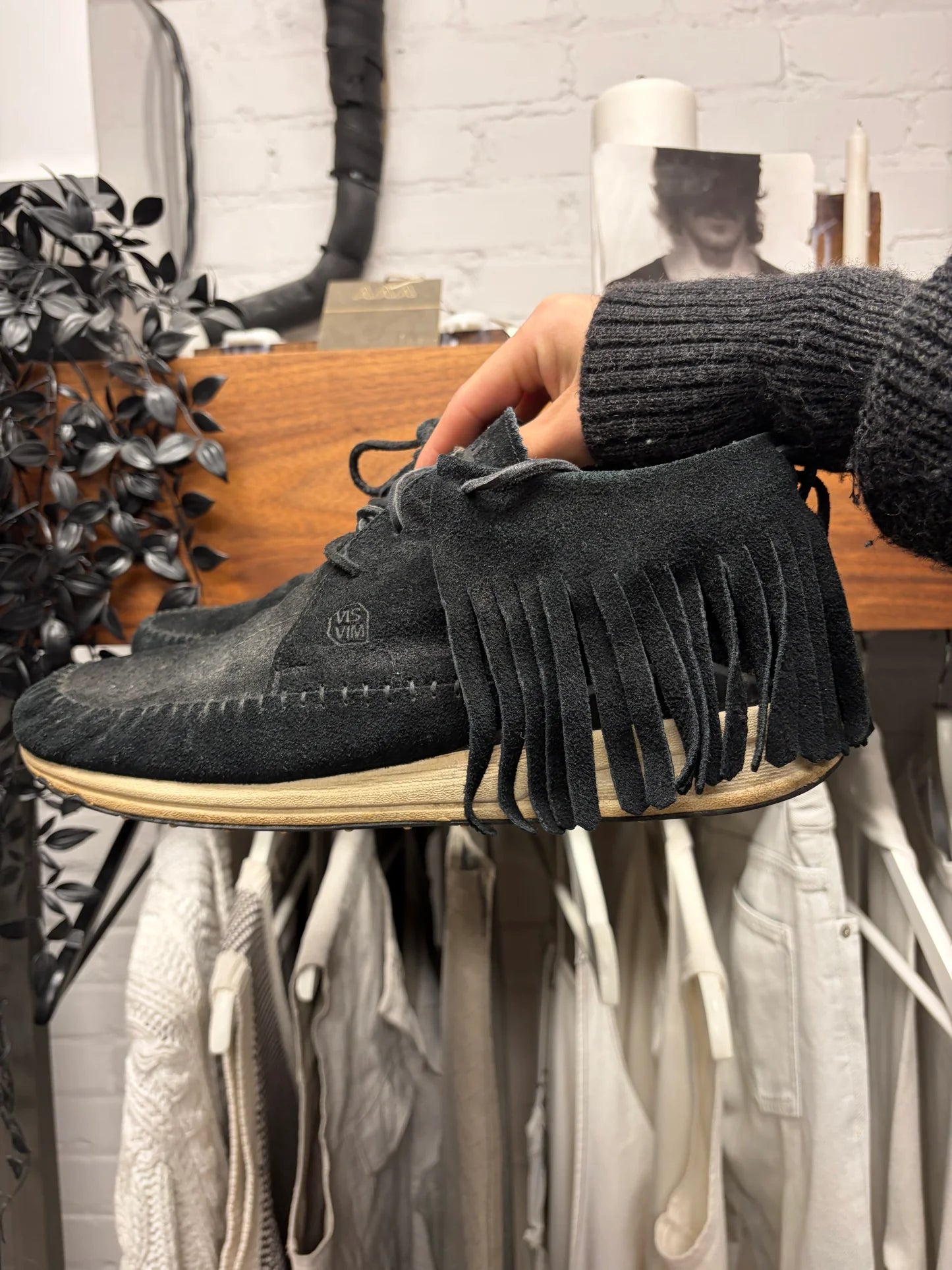 Visvim F.B.T. Black Fringe Low Top Sneakers