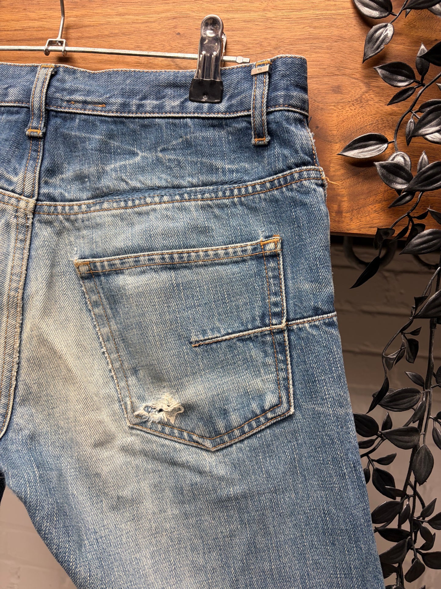 Dior Homme Unaltered Blue Sashiko Repaired Skinny Jeans