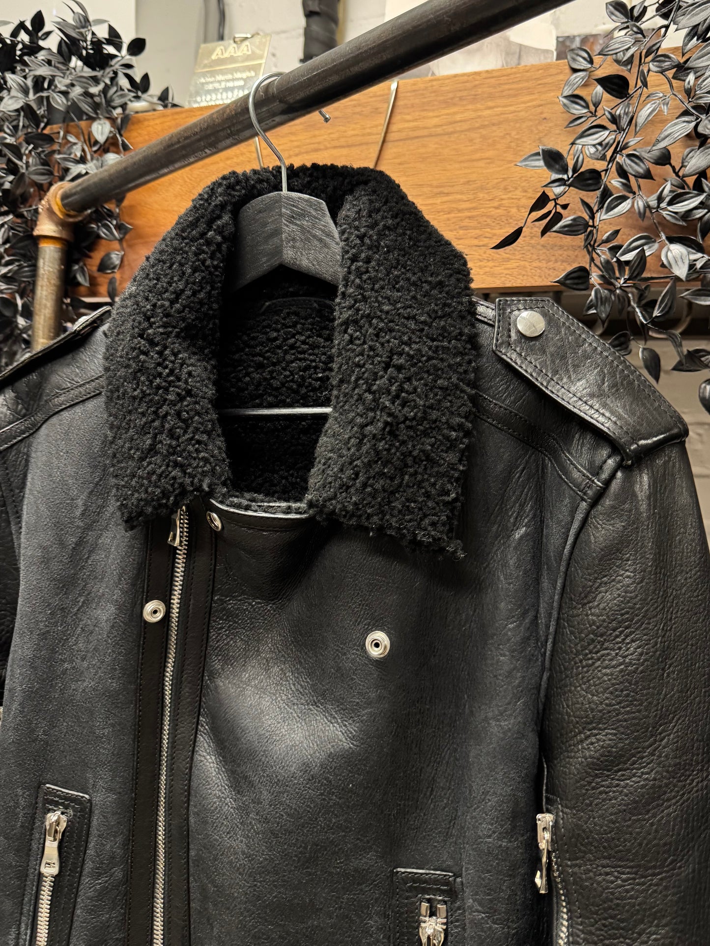 Balmain ‘Shearling Lined’ Sheepskin Black ‘Moto’ Biker Jacket