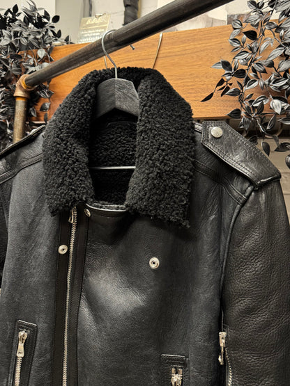Balmain ‘Shearling Lined’ Sheepskin Black ‘Moto’ Biker Jacket