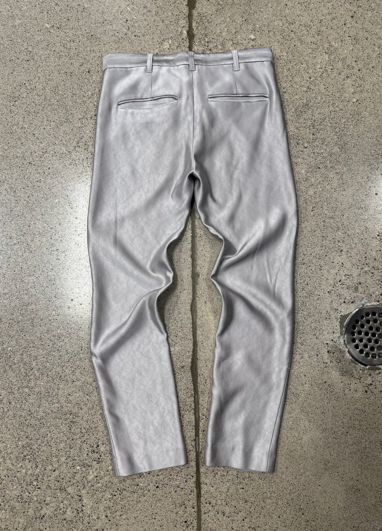 Ann Demeulemeester Glossy Silver Cropped Pants