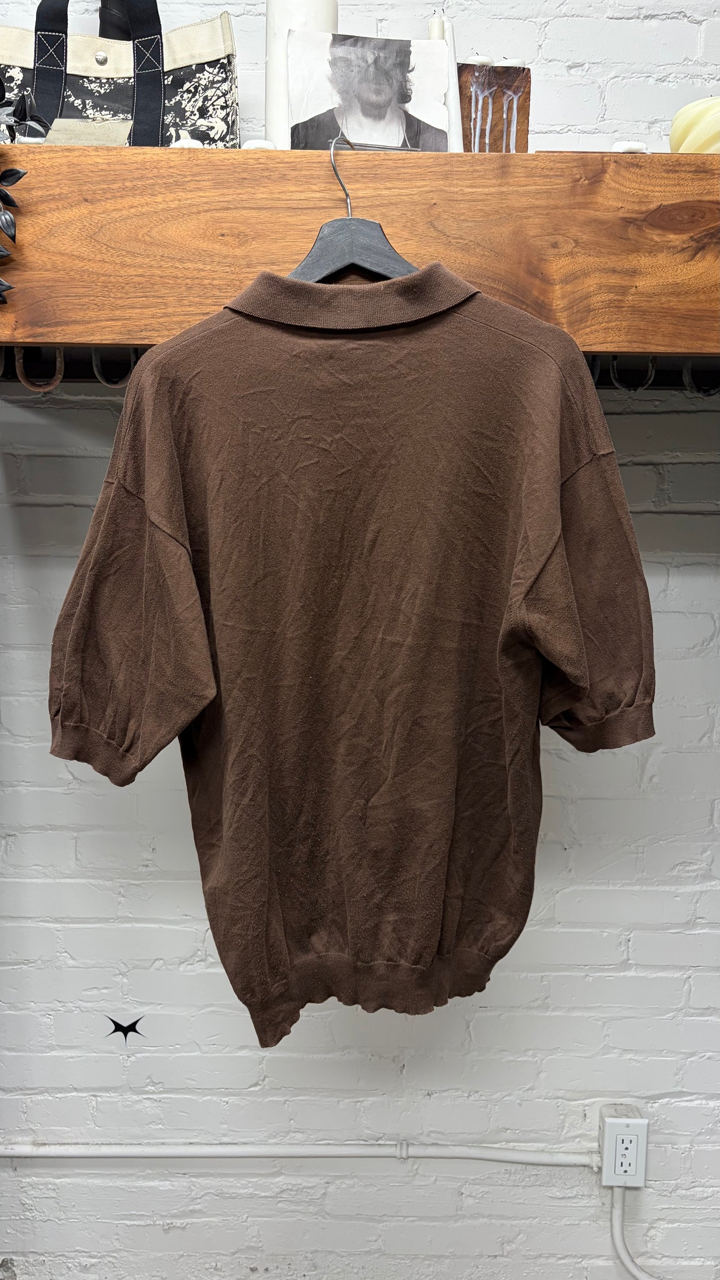 90s Gucci by Tom Ford Dark Brown Cotton Knit Polo