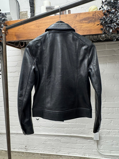 Helmut Lang Cropped Black Lambskin Leather Jacket