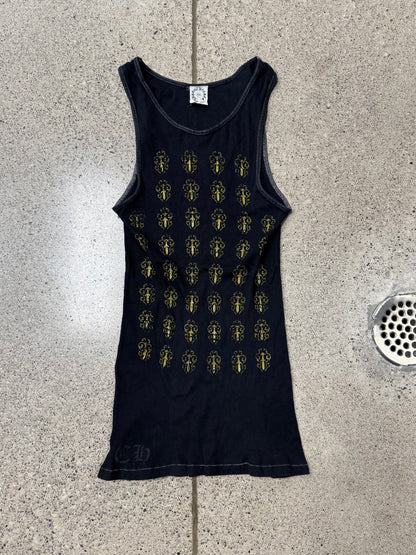 2000s Chrome Hearts ‘Dagger Flooded’ Ribbed Black Tank Top