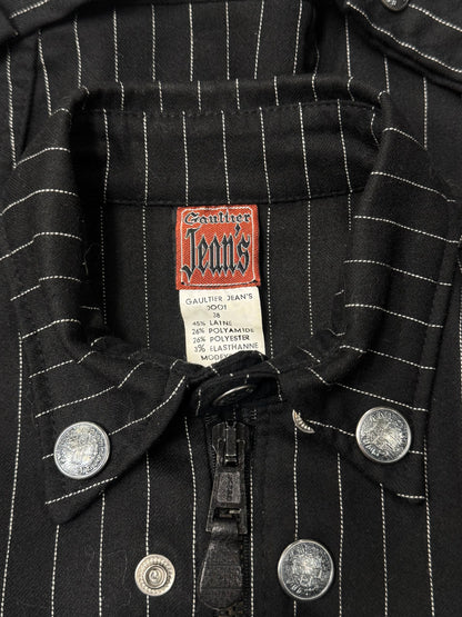 Vintage Jean Paul Gaultier Pinstripe Denim Zip-Up Jacket