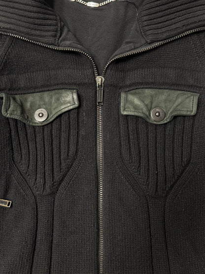 Dirk Bikkembergs Ribbed Wool/Suede ‘Drivers’ Sweater