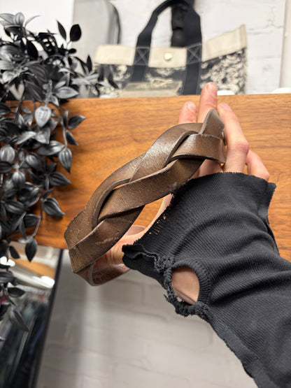 Maison Margiela ‘Woven’ Brown Calfskin Leather Bracelet