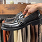Dior ‘Evidence’ Roller Buckle Black Patent Leather Loafers