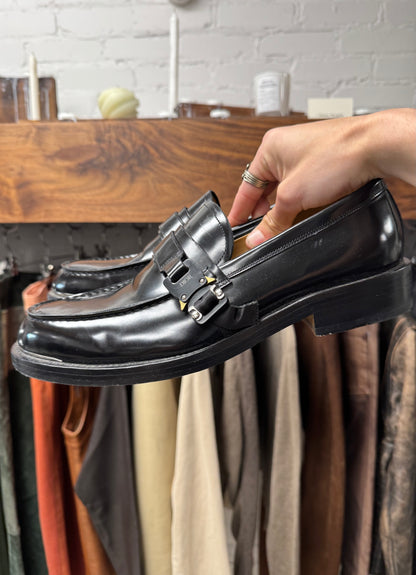 Dior ‘Evidence’ Roller Buckle Black Patent Leather Loafers