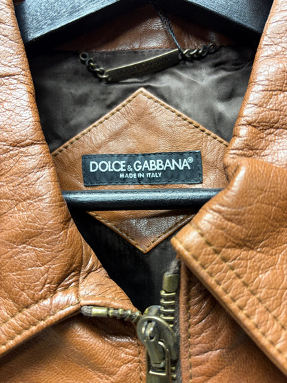 Dolce and Gabbana ‘Mainline’ Brown Goatskin Leather Jacket