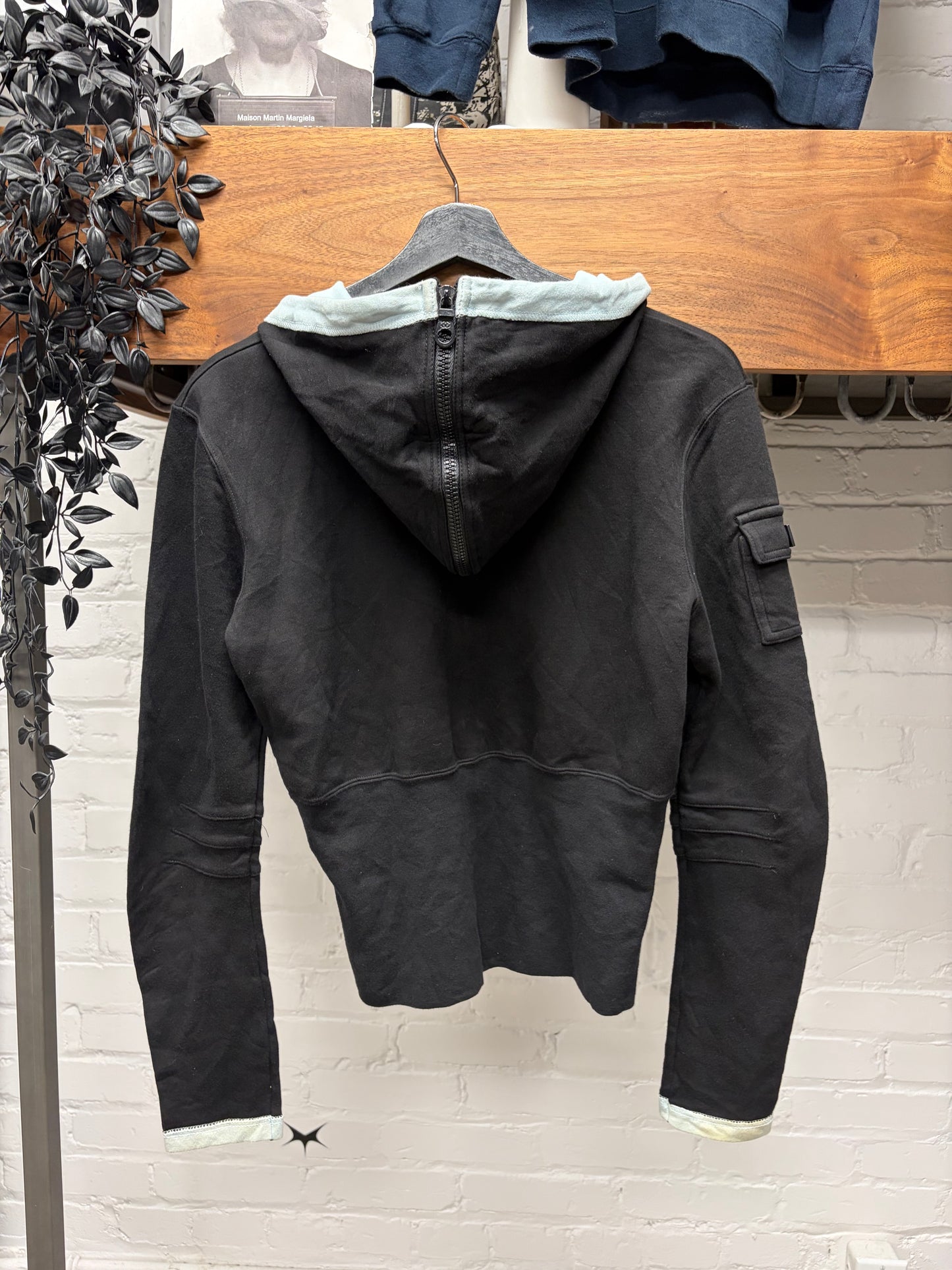 SS2003 Chanel ‘Split Hood’ Black/Baby Blue Zip Up Hoodie