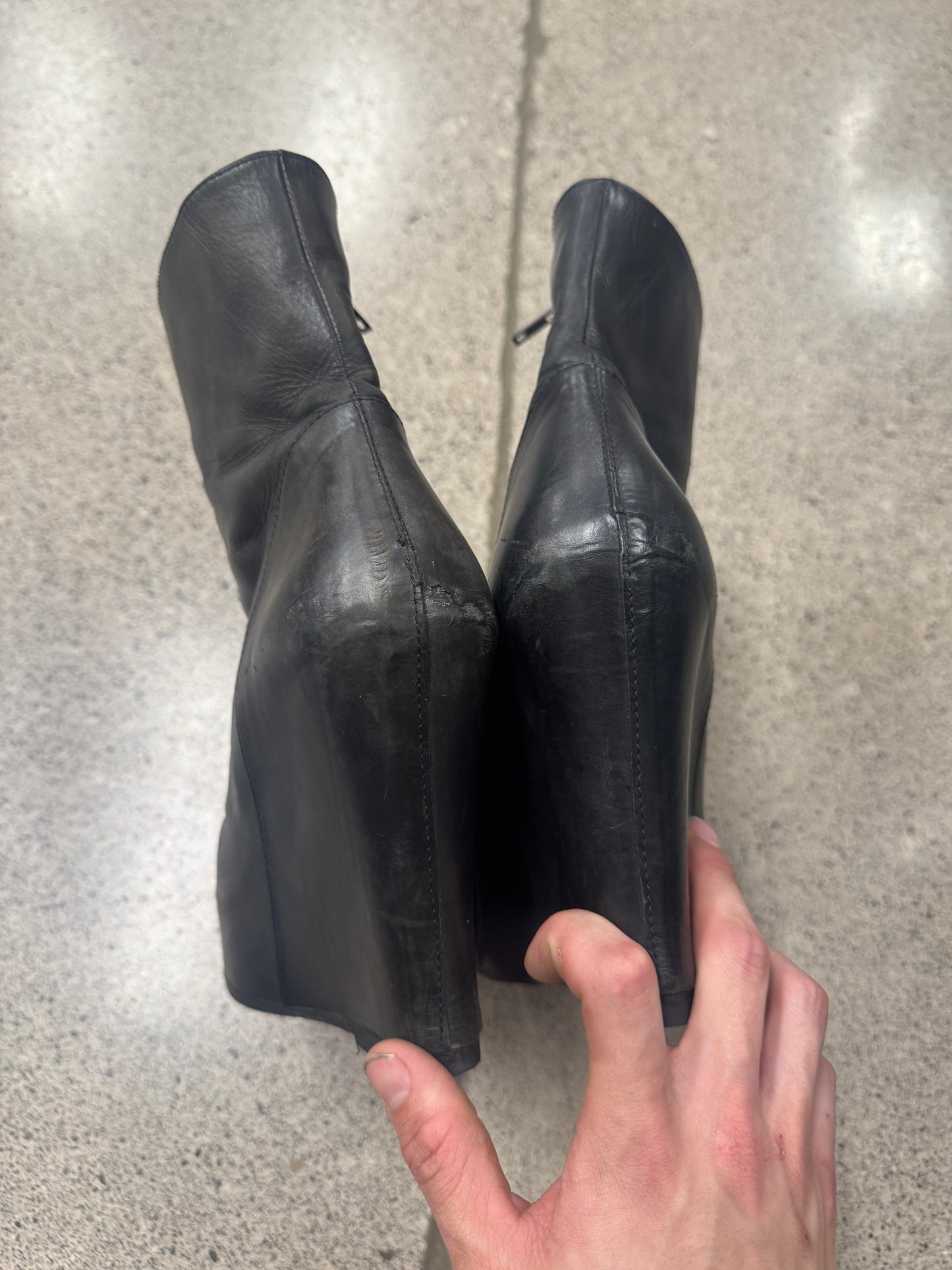 Ann Demeulemeester Leather Wedge Boots