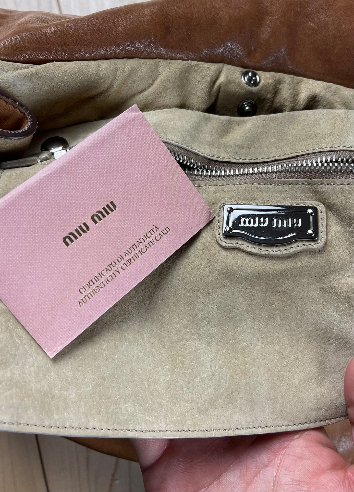 Miu Miu Studded Brown Leather Crossbody/Shoulder Bag