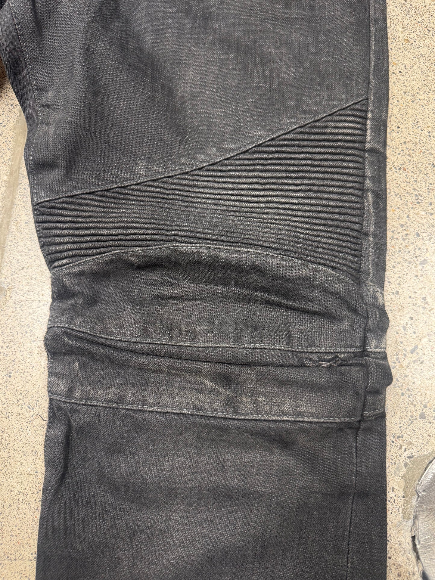 Balmain Waxed Grey Biker Denim