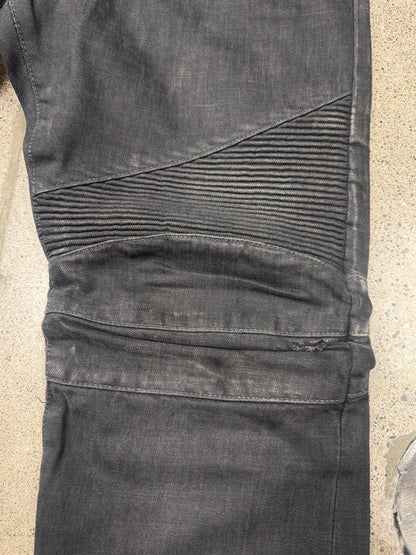 Balmain Waxed Grey Biker Denim