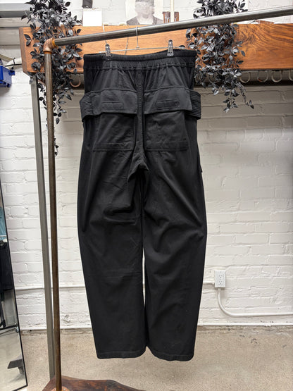 AW2024 Rick Owens ‘Porterville’ Creatch Black Cotton Wide Leg Cargo Pants