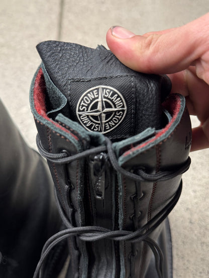 Stone Island x Diemme Black Leather Combat Boots
