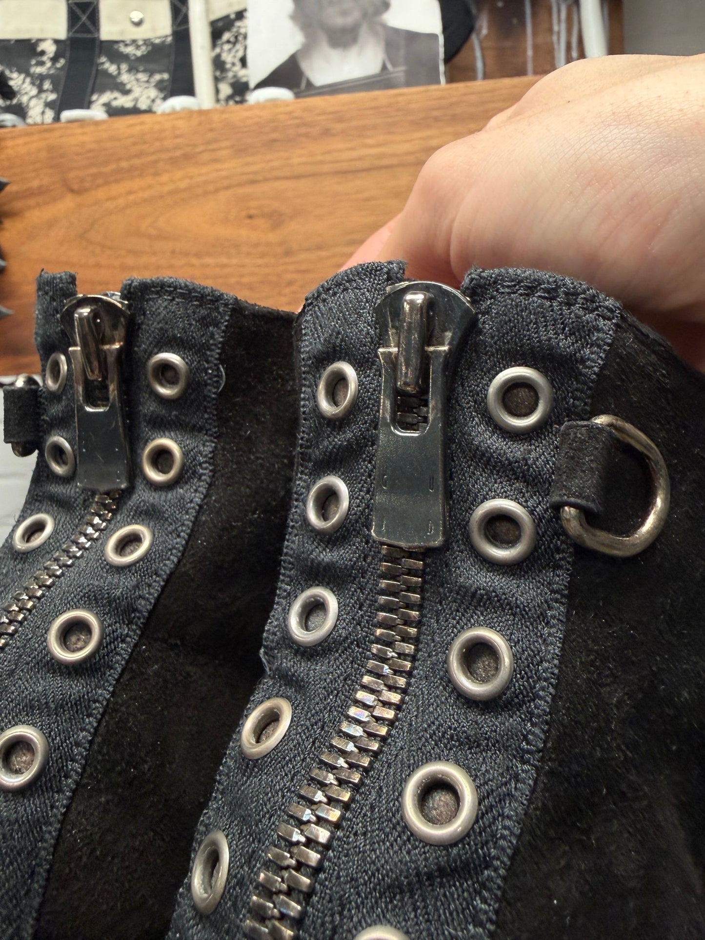 SS2025 Guidi x Undercover ‘UC1E4F401’ Eyelet Back-Zip Suede Ankle Boots