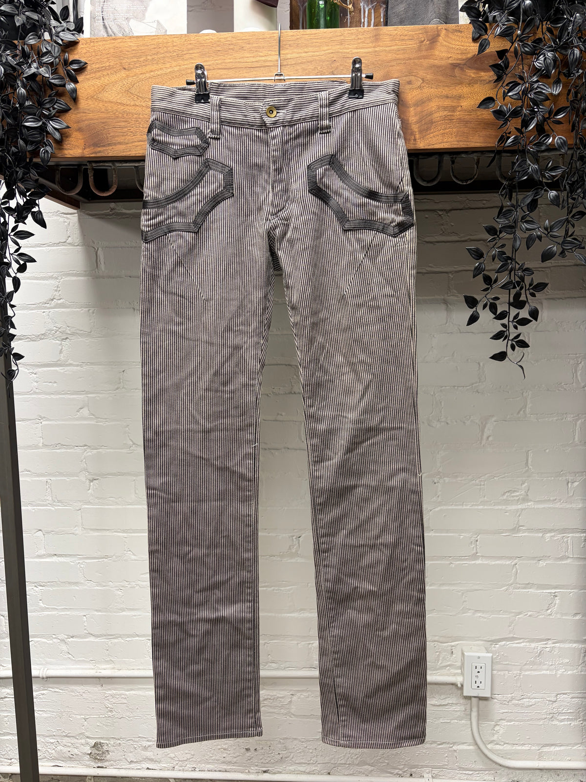 SS2009 Number (N)ine ‘The Lonesome Heroes’ Pinstripe Brown Skinny Jeans