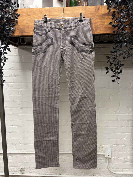 SS2009 Number (N)ine ‘The Lonesome Heroes’ Pinstripe Brown Skinny Jeans