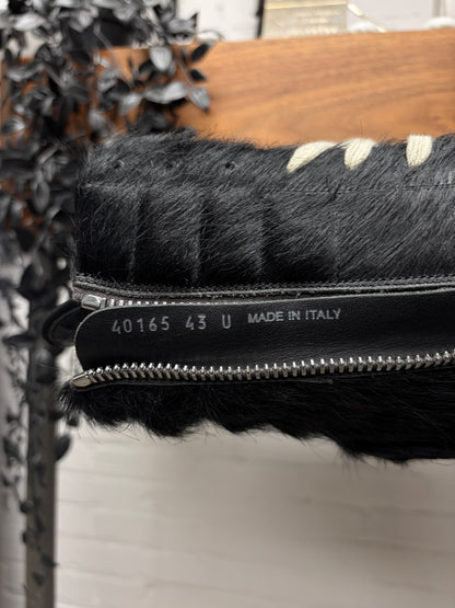 Rick Owens Ponyhair Black/Milk ‘Cargobasket’ High Top Sneakers