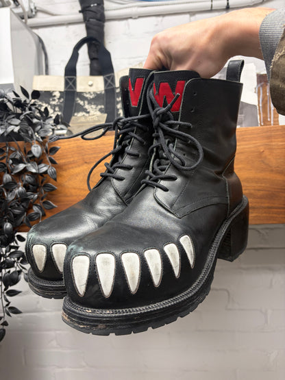 AW2022 Walter Van Beirendonck ‘Hyper Glam’ Teeth Platform Black Leather Boots